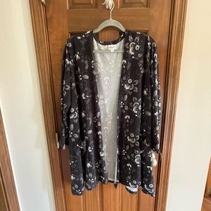 LuLaRoe Large Black Floral Caroline Cardigan